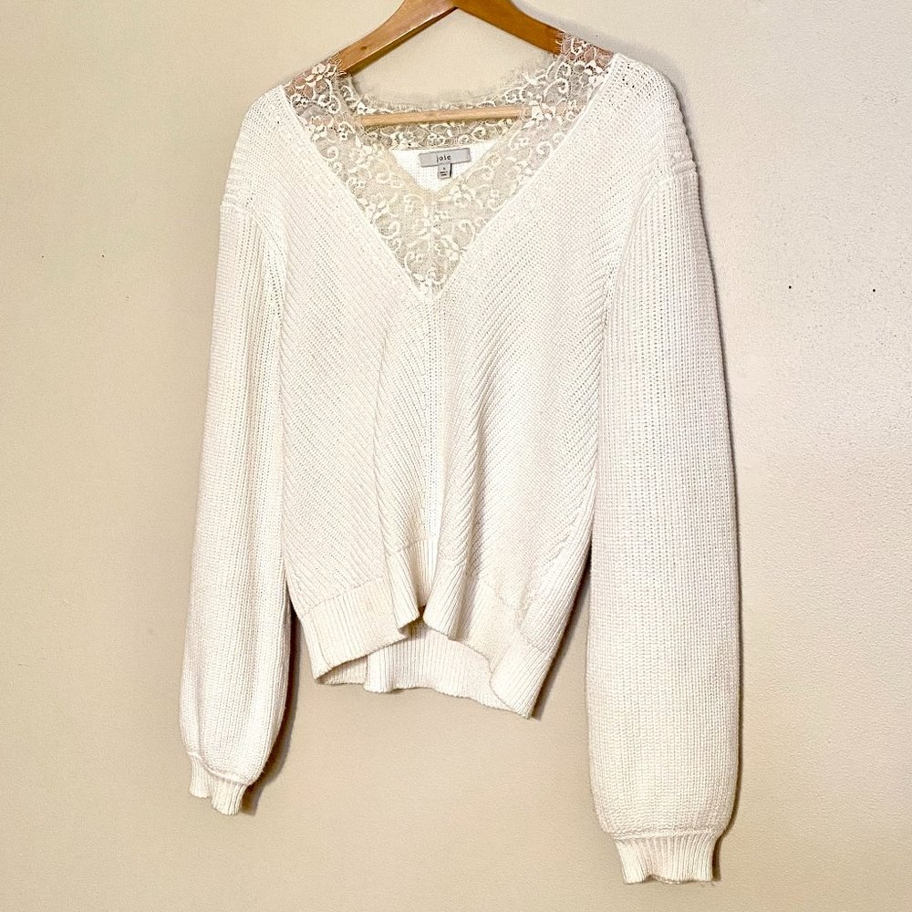 Joie Knit & Lace Sweater White - Size S